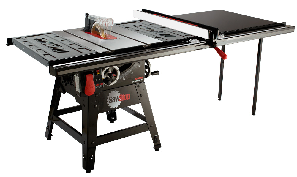 SawStop 1.75 HP Contractor Saw with 52” Professional T-Glide fence system, rails & extension table